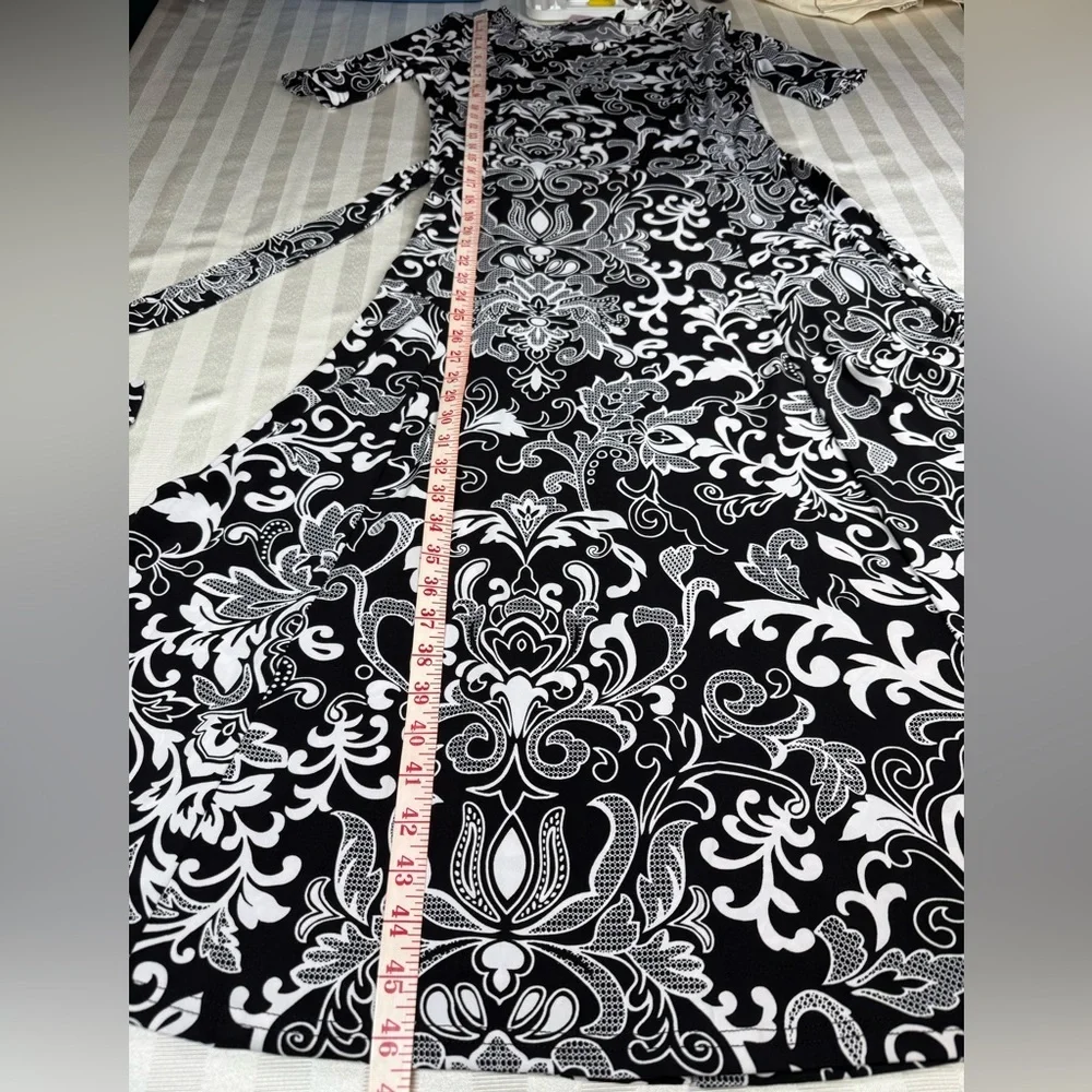 NWT Nina Leonard Miracle Matte Jersey Maxi-dress Sz Small Floral Scroll - Picture 10 of 12
